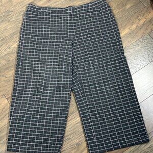J. JILL Ponte  Full-Leg Cropped Pants Charcoal Gray Windowpane Sz XL EUC